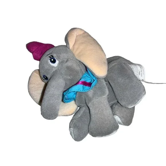 The Disney Store Plush Bean Bag Toy DUMBO 8 " - pink hat - Picture 3 of 5